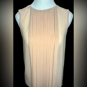 ZARA women blush pink sleeveless blouse pleated front top peekaboo back
